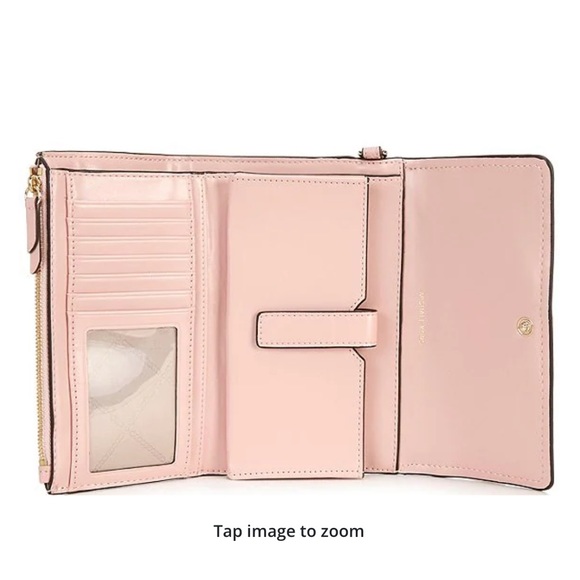 NWT Michael Kors Pink w/Gold Hardware & Charm, Large Flap Phone Wristlet